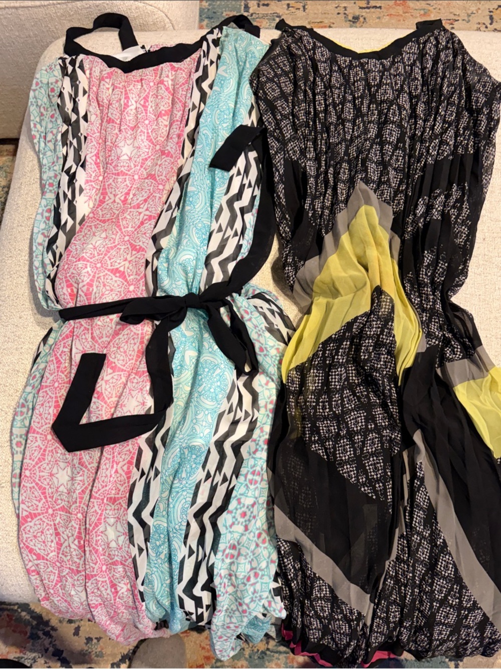 Lane Bryant Pink & Aqua Maxi Dress Duo with Black Accents